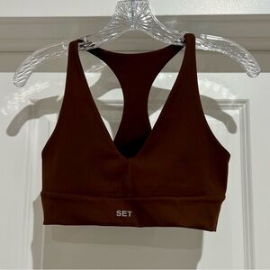 SET Active Racerback Sports Bra Crop Top activewear BRAND NEW size M Dark Brown
